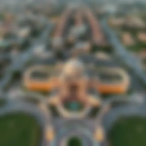 Aerial view of جامع شيخ زايد showcasing its stunning architecture